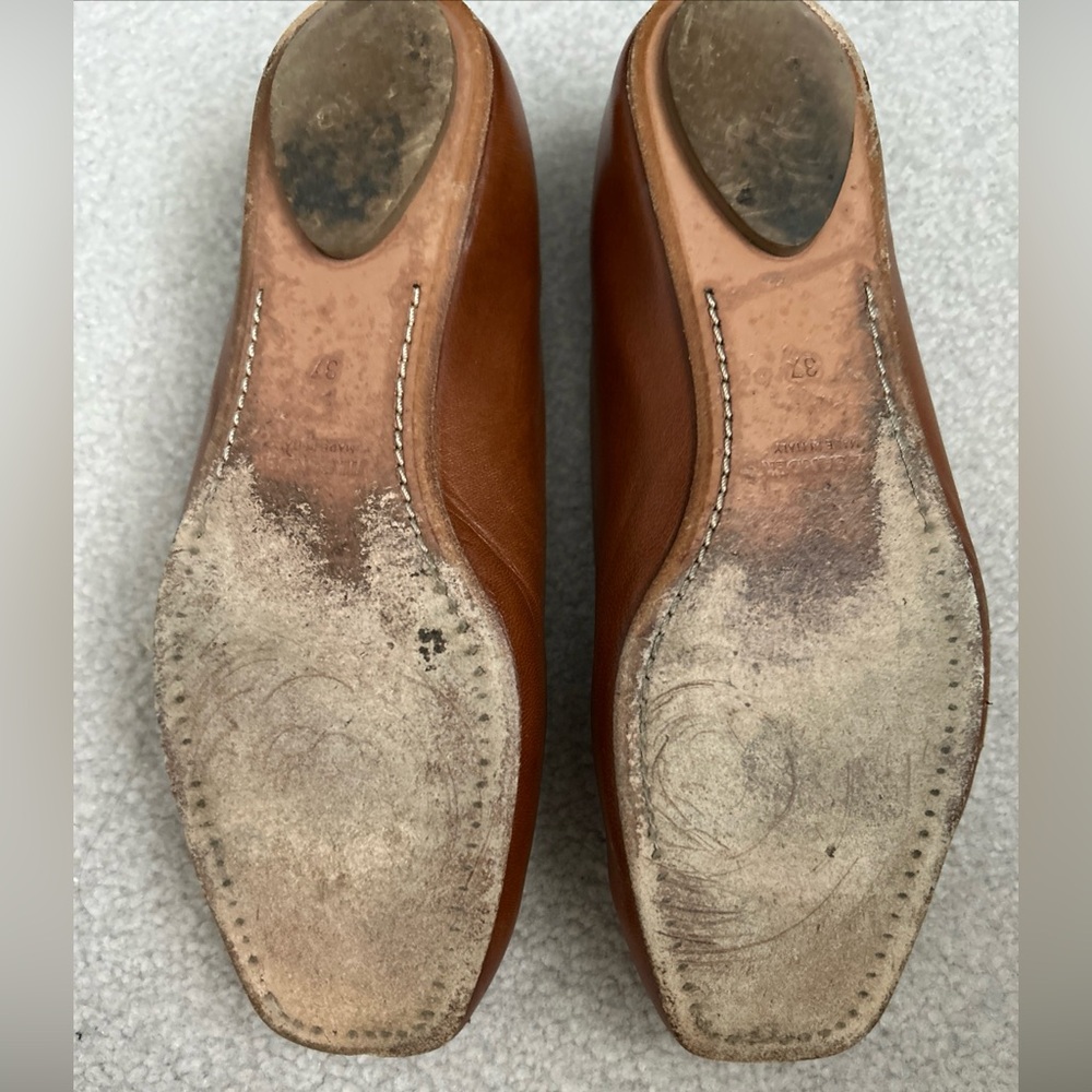 Jil Sander Light Brown Leather Square Toe Flat Ballet Shoes Size 37 7 - Picture 10 of 13